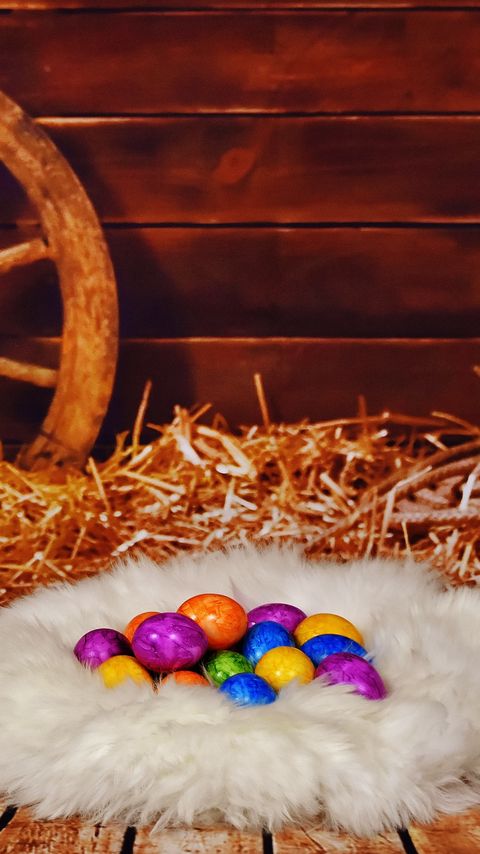Download wallpaper 2160x3840 easter, eggs, nest, hay samsung galaxy s4, s5, note, sony xperia z, z1, z2, z3, htc one, lenovo vibe hd background