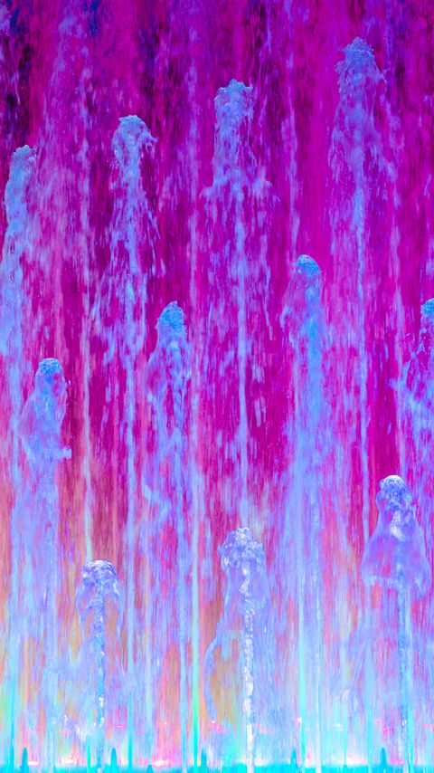 Download wallpaper 2160x3840 fountain, jets, water, lights, pink samsung galaxy s4, s5, note, sony xperia z, z1, z2, z3, htc one, lenovo vibe hd background