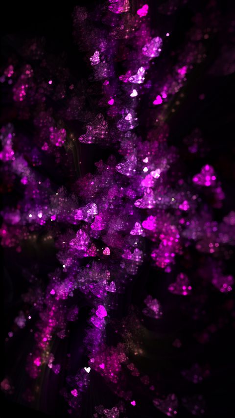 Download wallpaper 2160x3840 fractal, hearts, glitter, lilac hd background