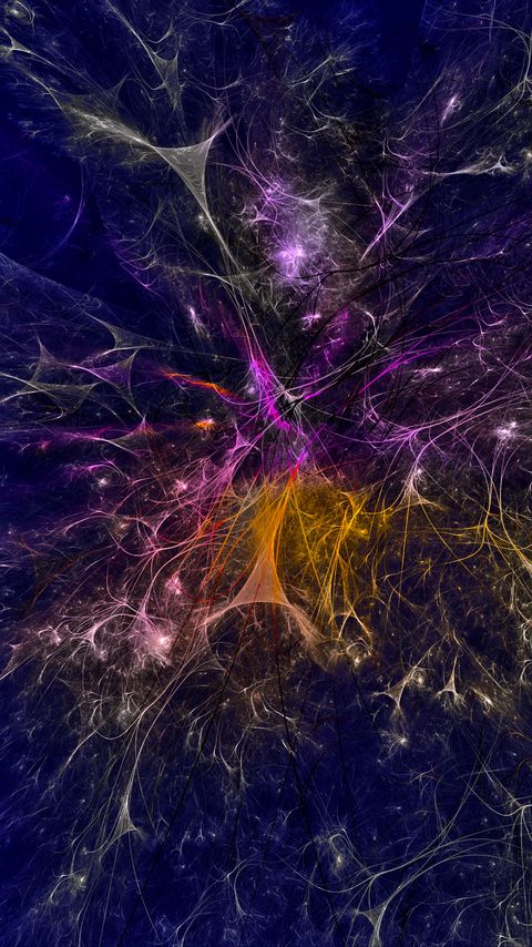 Download wallpaper 2160x3840 fractal, shroud, clots, connections, abstraction, multicolored hd background