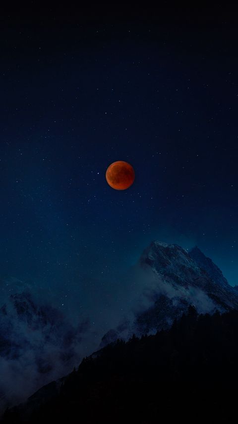 Download wallpaper 2160x3840 full moon, red moon, starry sky, mountains, night samsung galaxy s4, s5, note, sony xperia z, z1, z2, z3, htc one, lenovo vibe hd background