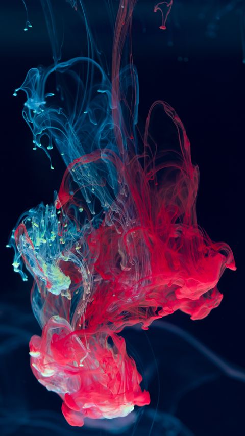Download wallpaper 2160x3840 ink, water, blending, paint, drops, red, blue samsung galaxy s4, s5, note, sony xperia z, z1, z2, z3, htc one, lenovo vibe hd background