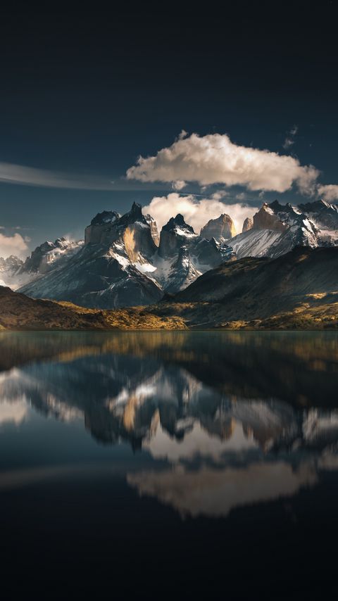 Download wallpaper 2160x3840 mountains, lake, national park, reflection, torres del paine, chile samsung galaxy s4, s5, note, sony xperia z, z1, z2, z3, htc one, lenovo vibe hd background