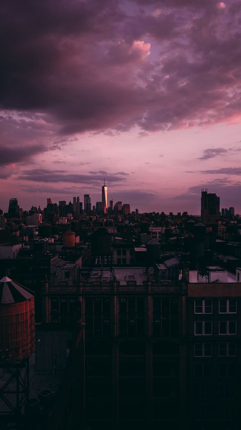 Download wallpaper 2160x3840 new york, skyscrapers, sunset, clouds, usa samsung galaxy s4, s5, note, sony xperia z, z1, z2, z3, htc one, lenovo vibe hd background