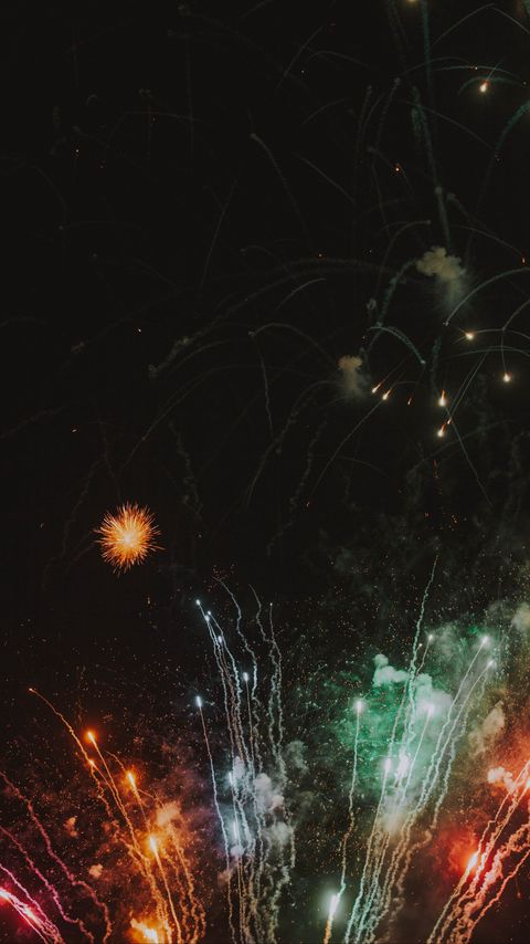 Download wallpaper 2160x3840 salute, holiday, fireworks, colorful, rays, sparks samsung galaxy s4, s5, note, sony xperia z, z1, z2, z3, htc one, lenovo vibe hd background