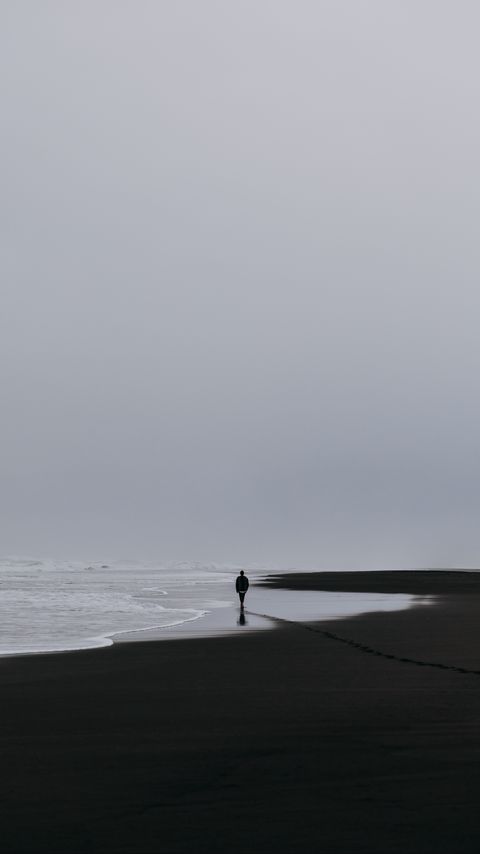 Download wallpaper 2160x3840 sea, silhouette, loneliness, lonely, surf samsung galaxy s4, s5, note, sony xperia z, z1, z2, z3, htc one, lenovo vibe hd background