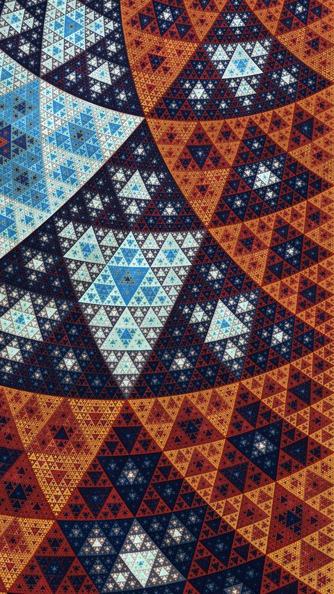 Download wallpaper 2160x3840 fractal, triangles, geometric, abstract, pattern hd background