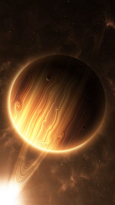Download wallpaper 2160x3840 planet, rings, shine, brown, space, universe samsung galaxy s4, s5, note, sony xperia z, z1, z2, z3, htc one, lenovo vibe hd background