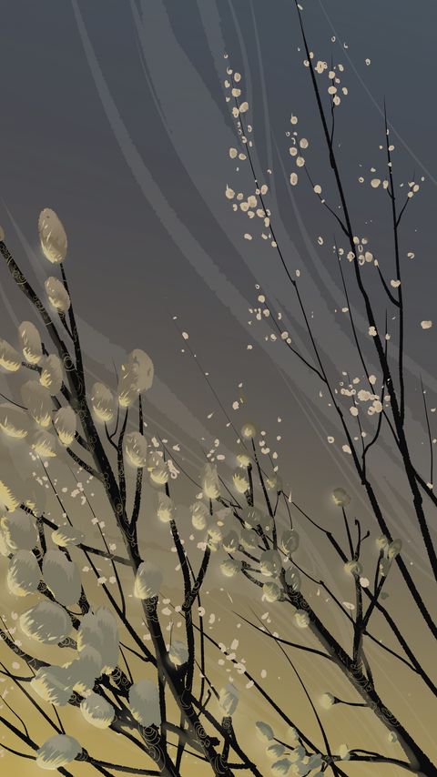 Download wallpaper 2160x3840 branches, vector, willow, flowers, art, flowering samsung galaxy s4, s5, note, sony xperia z, z1, z2, z3, htc one, lenovo vibe hd background
