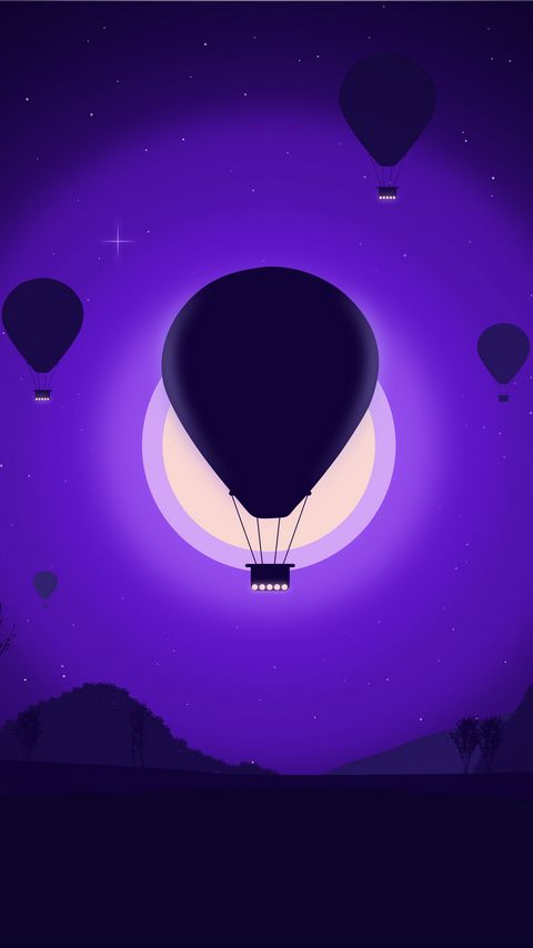 Download wallpaper 2160x3840 air balloons, night, moon, vector, art samsung galaxy s4, s5, note, sony xperia z, z1, z2, z3, htc one, lenovo vibe hd background