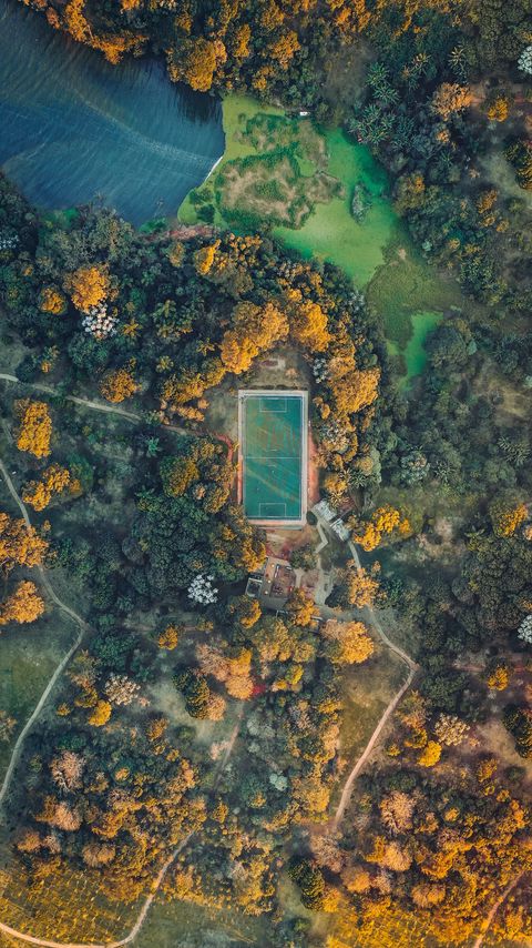 Download wallpaper 2160x3840 football field, playground, aerial view, height, view, overview samsung galaxy s4, s5, note, sony xperia z, z1, z2, z3, htc one, lenovo vibe hd background