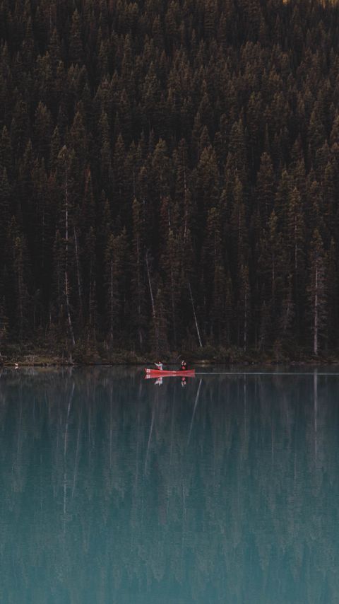 Download wallpaper 2160x3840 lake, forest, boat, trees, reflection samsung galaxy s4, s5, note, sony xperia z, z1, z2, z3, htc one, lenovo vibe hd background