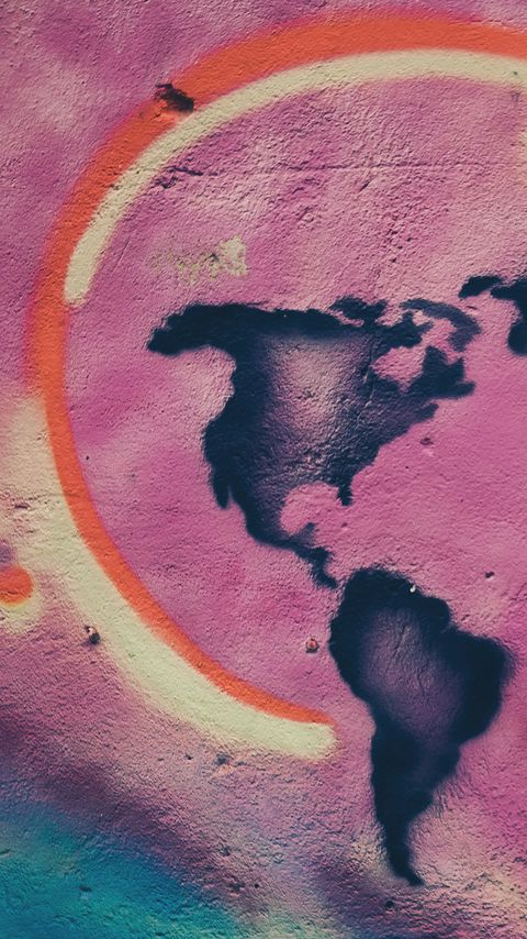 Download wallpaper 2160x3840 map, continents, graffiti, wall, paint, street art samsung galaxy s4, s5, note, sony xperia z, z1, z2, z3, htc one, lenovo vibe hd background
