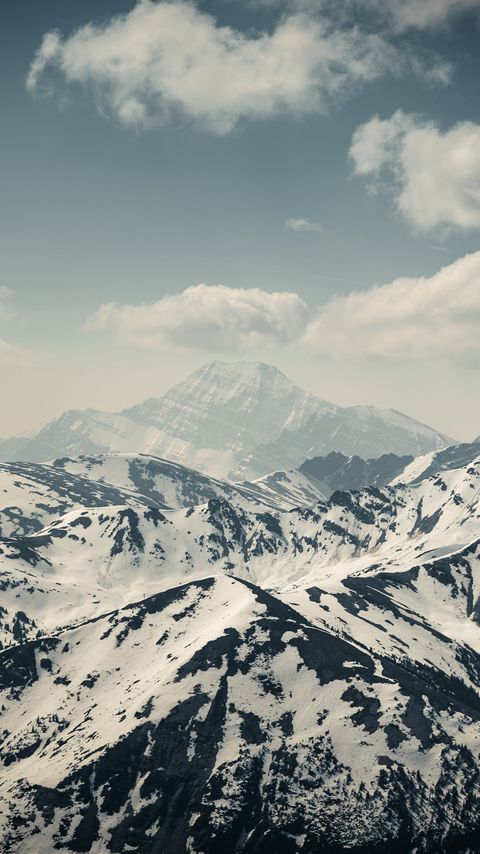 Download wallpaper 2160x3840 mountains, peaks, fog, snow, clouds, landscape samsung galaxy s4, s5, note, sony xperia z, z1, z2, z3, htc one, lenovo vibe hd background