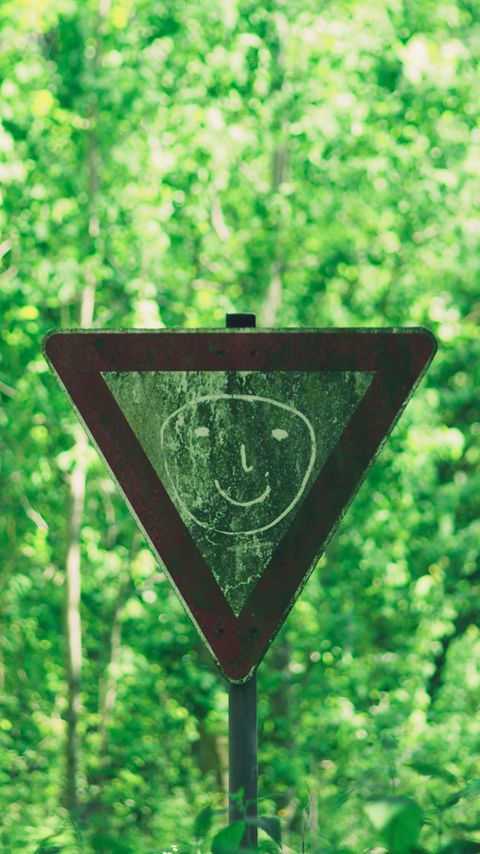 Download wallpaper 2160x3840 sign, face, drawing, smile, forest, trees samsung galaxy s4, s5, note, sony xperia z, z1, z2, z3, htc one, lenovo vibe hd background