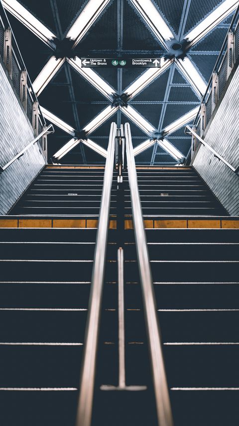 Download wallpaper 2160x3840 stairs, handrails, steps, subway, underpass samsung galaxy s4, s5, note, sony xperia z, z1, z2, z3, htc one, lenovo vibe hd background