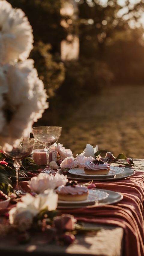 Download wallpaper 2160x3840 table, dishes, table setting, flowers, dessert samsung galaxy s4, s5, note, sony xperia z, z1, z2, z3, htc one, lenovo vibe hd background