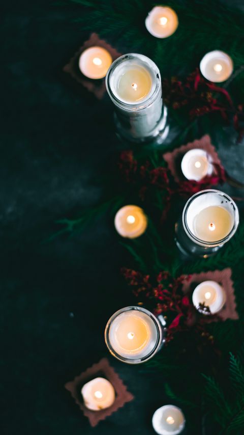 Download wallpaper 2160x3840 candles, branches, decoration, festive samsung galaxy s4, s5, note, sony xperia z, z1, z2, z3, htc one, lenovo vibe hd background