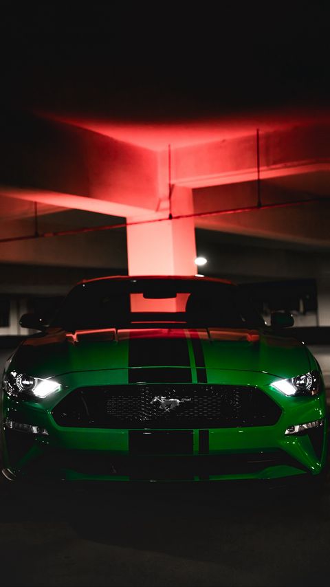 Download wallpaper 2160x3840 ford mustang, ford, car, green, dark, front view samsung galaxy s4, s5, note, sony xperia z, z1, z2, z3, htc one, lenovo vibe hd background