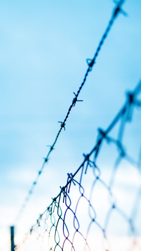 Download wallpaper 2160x3840 mesh, barbed wire, fence, fencing, barbed samsung galaxy s4, s5, note, sony xperia z, z1, z2, z3, htc one, lenovo vibe hd background