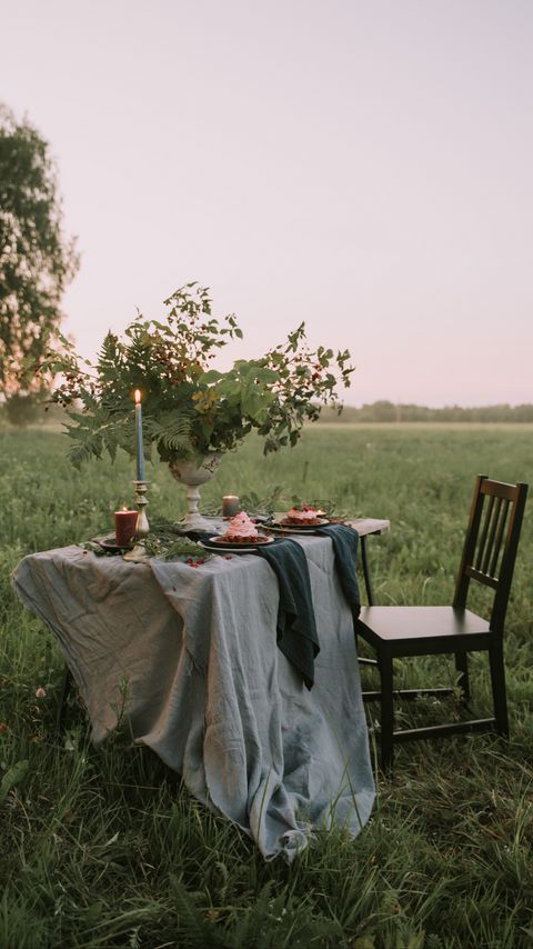 Download wallpaper 2160x3840 table, chair, lawn, nature, romance samsung galaxy s4, s5, note, sony xperia z, z1, z2, z3, htc one, lenovo vibe hd background