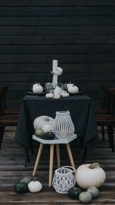Download wallpaper 2160x3840 table, chairs, pumpkin, dinner samsung galaxy s4, s5, note, sony xperia z, z1, z2, z3, htc one, lenovo vibe hd background