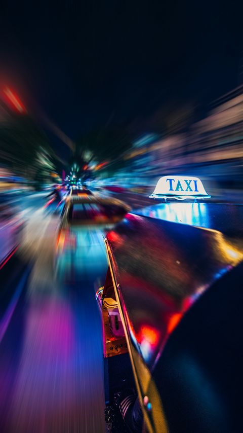 Download wallpaper 2160x3840 taxi, cars, traffic, motion, blur, long exposure samsung galaxy s4, s5, note, sony xperia z, z1, z2, z3, htc one, lenovo vibe hd background