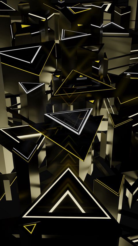 Download wallpaper 2160x3840 triangles, shapes, 3d, structure, volume hd background