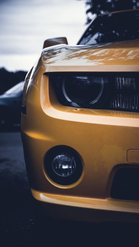 Download wallpaper 2160x3840 car, yellow, front view, headlights samsung galaxy s4, s5, note, sony xperia z, z1, z2, z3, htc one, lenovo vibe hd background