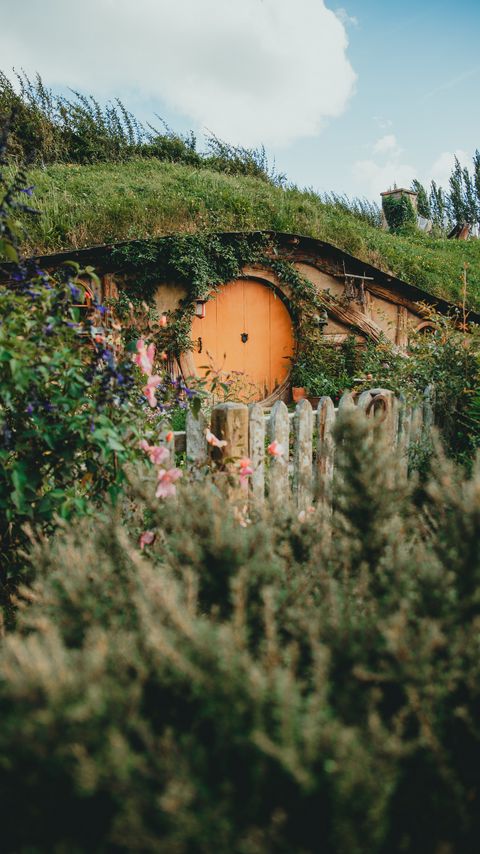 Download wallpaper 2160x3840 hill, house, cave, door, flowers samsung galaxy s4, s5, note, sony xperia z, z1, z2, z3, htc one, lenovo vibe hd background