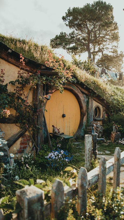 Download wallpaper 2160x3840 hill, house, cave, door, round samsung galaxy s4, s5, note, sony xperia z, z1, z2, z3, htc one, lenovo vibe hd background