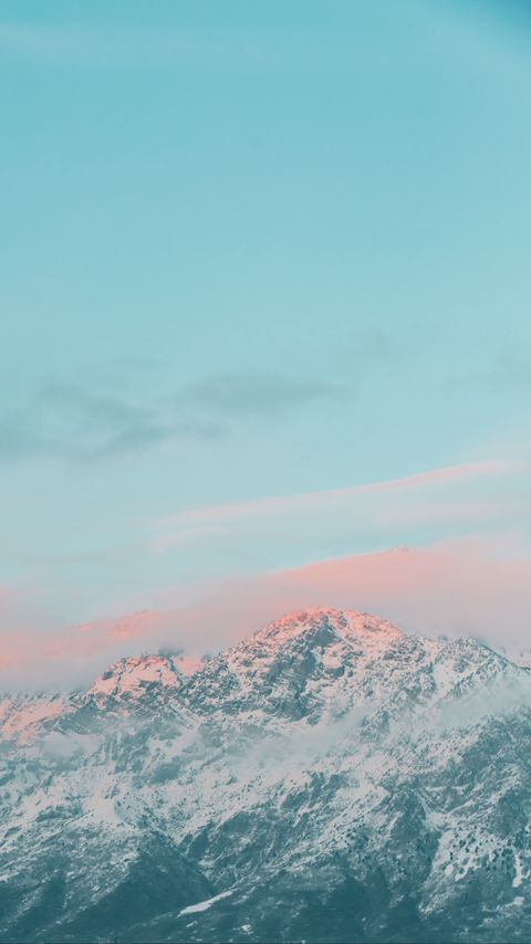 Download wallpaper 2160x3840 mountains, snow, clouds, landscape, pink samsung galaxy s4, s5, note, sony xperia z, z1, z2, z3, htc one, lenovo vibe hd background