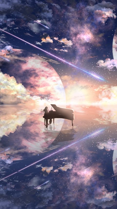 Download wallpaper 2160x3840 piano, silhouette, space, illusion, anime samsung galaxy s4, s5, note, sony xperia z, z1, z2, z3, htc one, lenovo vibe hd background