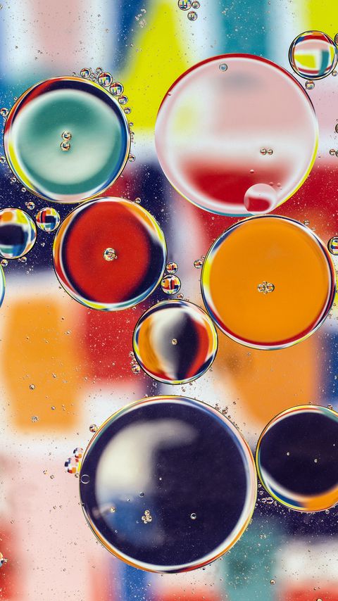 Download wallpaper 2160x3840 bubbles, water, shape, multicolored samsung galaxy s4, s5, note, sony xperia z, z1, z2, z3, htc one, lenovo vibe hd background