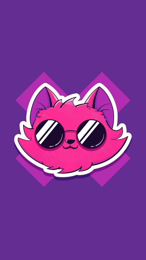 Download wallpaper 2160x3840 cat, glasses, cute, pink, art samsung galaxy s4, s5, note, sony xperia z, z1, z2, z3, htc one, lenovo vibe hd background