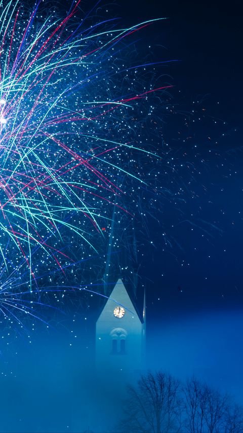 Download wallpaper 2160x3840 cathedral, building, fireworks, night, art samsung galaxy s4, s5, note, sony xperia z, z1, z2, z3, htc one, lenovo vibe hd background