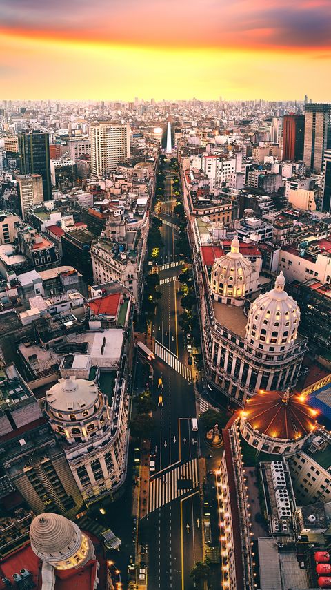 Download wallpaper 2160x3840 city, road, architecture, buildings, sunset samsung galaxy s4, s5, note, sony xperia z, z1, z2, z3, htc one, lenovo vibe hd background