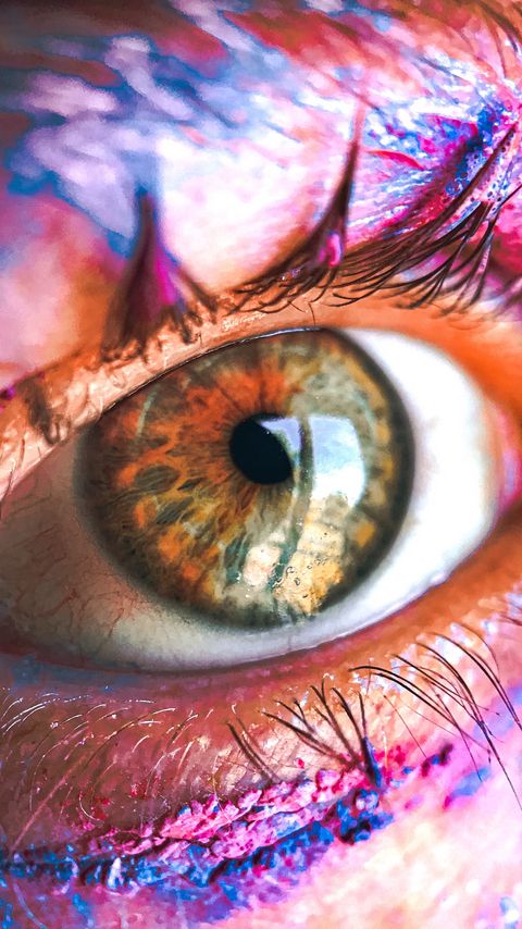 Download wallpaper 2160x3840 eye, pupil, eyelashes, macro, paint, multicolored samsung galaxy s4, s5, note, sony xperia z, z1, z2, z3, htc one, lenovo vibe hd background