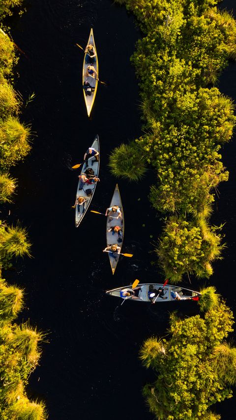 Download wallpaper 2160x3840 kayaks, boats, river, aerial view samsung galaxy s4, s5, note, sony xperia z, z1, z2, z3, htc one, lenovo vibe hd background