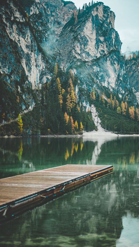 Download wallpaper 2160x3840 mountains, trees, lake, pier, reflection, italy samsung galaxy s4, s5, note, sony xperia z, z1, z2, z3, htc one, lenovo vibe hd background