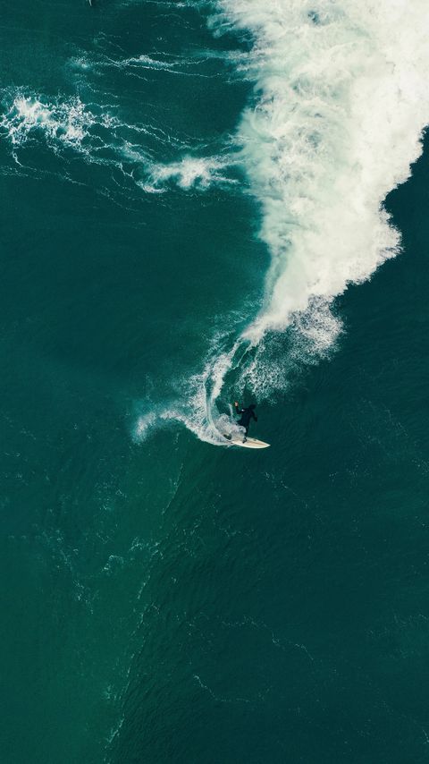 Download wallpaper 2160x3840 surfing, surfer, wave, sea, aerial view samsung galaxy s4, s5, note, sony xperia z, z1, z2, z3, htc one, lenovo vibe hd background