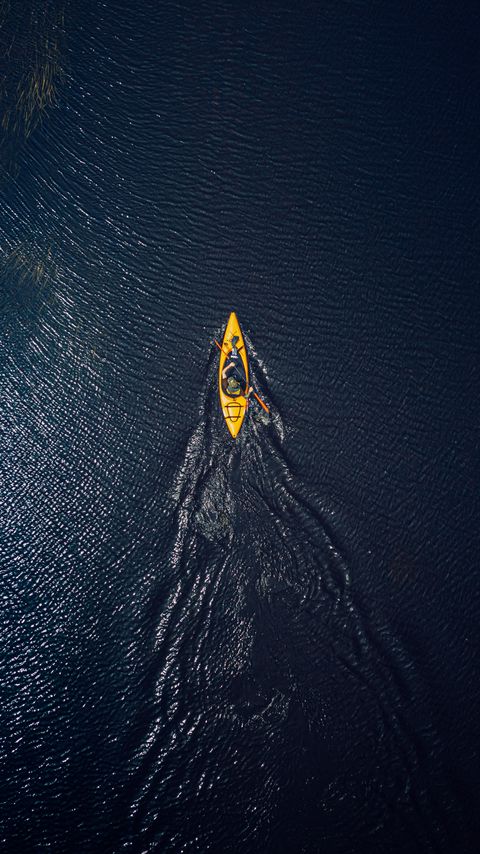 Download wallpaper 2160x3840 boat, canoe, aerial view, ocean, water samsung galaxy s4, s5, note, sony xperia z, z1, z2, z3, htc one, lenovo vibe hd background