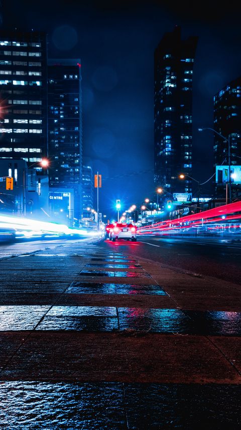 Download wallpaper 2160x3840 night city, cars, road, long exposure samsung galaxy s4, s5, note, sony xperia z, z1, z2, z3, htc one, lenovo vibe hd background