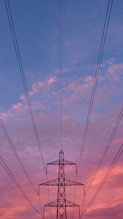 Download wallpaper 2160x3840 tower, wires, construction, sunset, sky samsung galaxy s4, s5, note, sony xperia z, z1, z2, z3, htc one, lenovo vibe hd background