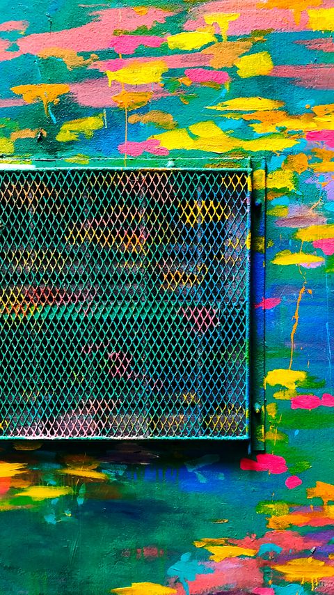 Download wallpaper 2160x3840 grille, paint, wall, colorful, street art samsung galaxy s4, s5, note, sony xperia z, z1, z2, z3, htc one, lenovo vibe hd background