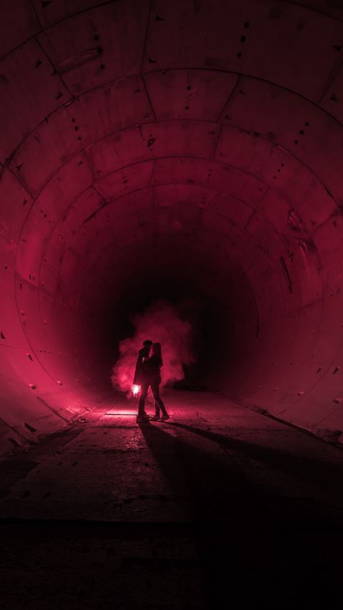 Download wallpaper 2160x3840 love, tunnel, silhouette, colored smoke, pink samsung galaxy s4, s5, note, sony xperia z, z1, z2, z3, htc one, lenovo vibe hd background