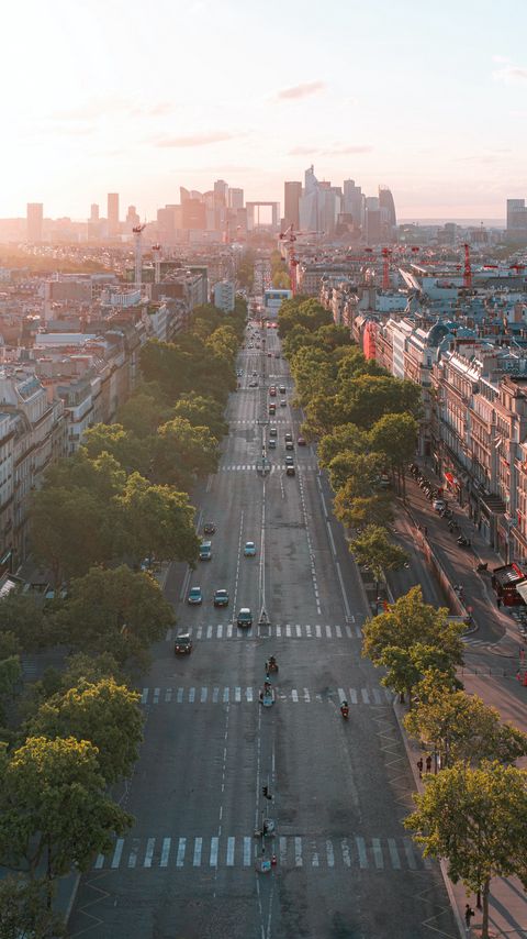 Download wallpaper 2160x3840 road, city, buildings, architecture, trees samsung galaxy s4, s5, note, sony xperia z, z1, z2, z3, htc one, lenovo vibe hd background