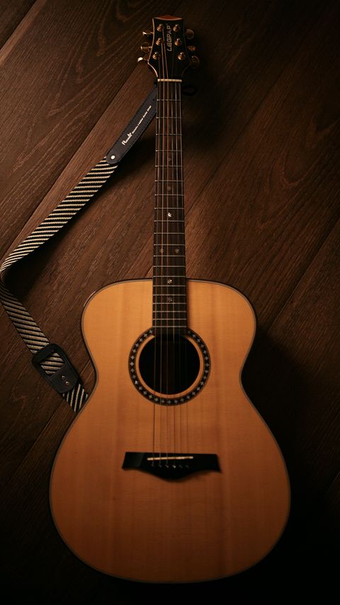 Download wallpaper 2160x3840 acoustic guitar, guitar, musical instrument, brown samsung galaxy s4, s5, note, sony xperia z, z1, z2, z3, htc one, lenovo vibe hd background