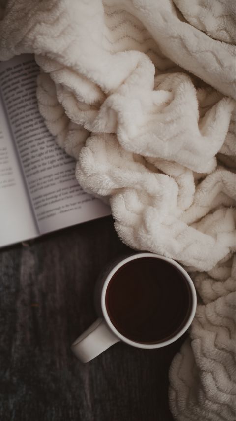 Download wallpaper 2160x3840 cup, tea, book, plaid, comfort samsung galaxy s4, s5, note, sony xperia z, z1, z2, z3, htc one, lenovo vibe hd background