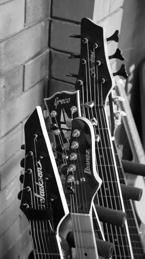 Download wallpaper 2160x3840 electric guitars, guitars, musical instrument, bw samsung galaxy s4, s5, note, sony xperia z, z1, z2, z3, htc one, lenovo vibe hd background
